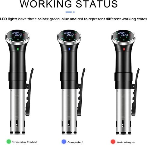 آلات طباخ Ling Liu Sous Vide، جهاز طهي غمر Sous-Vide، طباخ Suvee مع واي فاي والتحكم في التطبيق في درجة الحرارة والوقت والتحكم في العرض الرقمي (1100 واط) in Kuwait