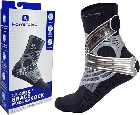 Powerstep Dynamic Ankle Stability Sock, Ankle Brace and Compression Sock, for Flexibility, Support and Injury Prevention in Saudi Arabia
