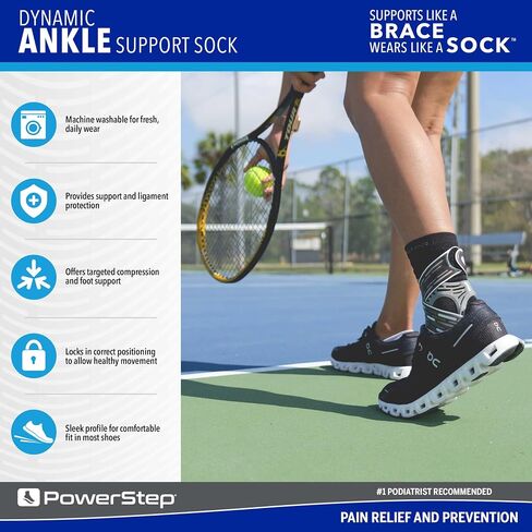 Powerstep Dynamic Ankle Stability Sock, Ankle Brace and Compression Sock, for Flexibility, Support and Injury Prevention in Saudi Arabia