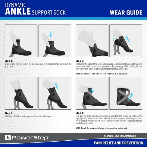 Powerstep Dynamic Ankle Stability Sock, Ankle Brace and Compression Sock, for Flexibility, Support and Injury Prevention in Saudi Arabia