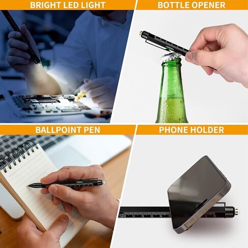 Pen Gifts for Men Women, Huhoo Cool Gadgets Tools Multi Tech Pen for Men, Personalized Gifts for Dad or Him, Funny Gift for Christmas, Father's Day, Valentines or Birthdays (Black-9in1) in Saudi Arabia