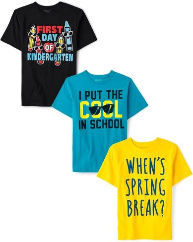 The Children's Place Boys' School Days Short Sleeve Graphic T-shirts,multipacks in Saudi Arabia