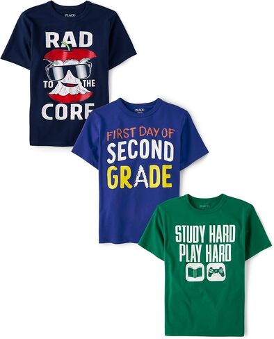 The Children's Place Boys' School Days Short Sleeve Graphic T-shirts,multipacks in Saudi Arabia