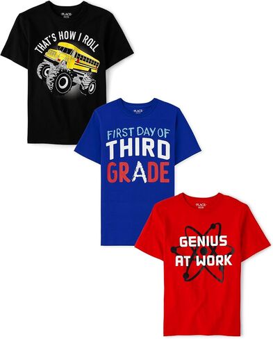 The Children's Place Boys' School Days Short Sleeve Graphic T-shirts,multipacks in Saudi Arabia