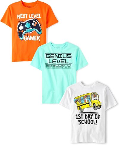 The Children's Place Boys' School Days Short Sleeve Graphic T-shirts,multipacks in Saudi Arabia