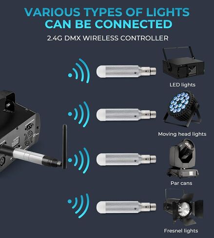 Vangoa Wireless DMX512 Transmitter Receiver DJ 2.4G DMX Wireless Controller 5 Receivers with Built-in Battery & 1 Transmitter for LED Stage Disco Party Bar Lighting Artistic in Saudi Arabia