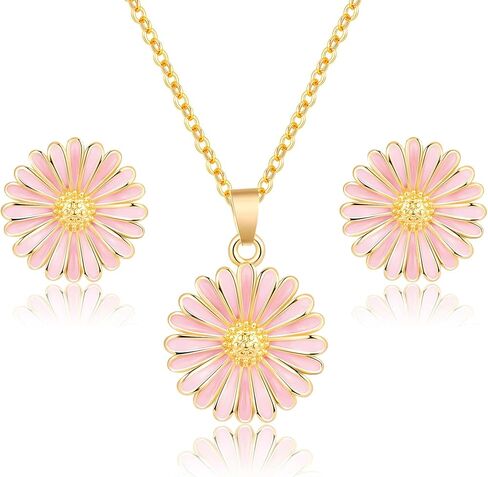 EVEVIC Daisy Flower Necklace Earrings Set for Women 18K Gold Plated Hypoallergenic Jewelry Sets in Saudi Arabia