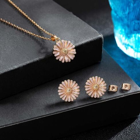EVEVIC Daisy Flower Necklace Earrings Set for Women 18K Gold Plated Hypoallergenic Jewelry Sets in Saudi Arabia