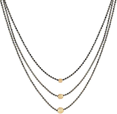 Efulgenz Indian Mangalsutra for Women Traditional Bridal Crystal Three Layered Ball Necklace Multi Layered Bead Pendant Necklace Jewelry for Women, Copper, not known in Saudi Arabia