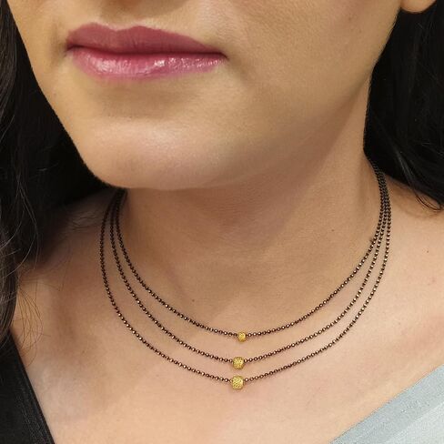 Efulgenz Indian Mangalsutra for Women Traditional Bridal Crystal Three Layered Ball Necklace Multi Layered Bead Pendant Necklace Jewelry for Women, Copper, not known in Saudi Arabia