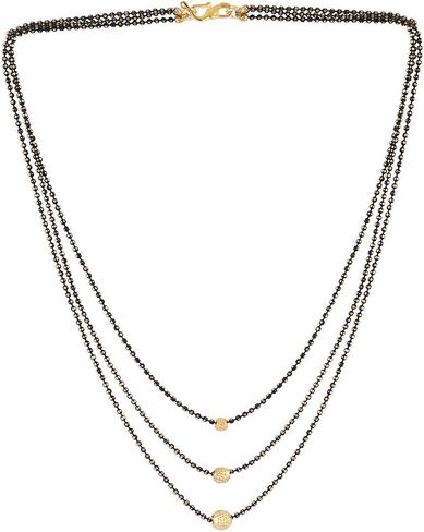 Efulgenz Indian Mangalsutra for Women Traditional Bridal Crystal Three Layered Ball Necklace Multi Layered Bead Pendant Necklace Jewelry for Women, Copper, not known in Saudi Arabia