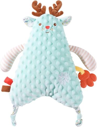 Baby Stuffed Animal Super Soft Plush Toys - Baby Blankets Sleep Security Toy, Sensory Cute Animal Soft Touch Safe Snuggle Comfort for Plush Toys,Boys Girls Teether Gift for Babies 0-12 Month (Blue) in Kuwait