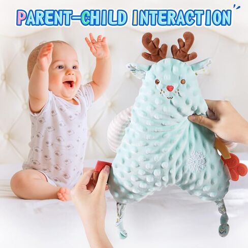 Baby Stuffed Animal Super Soft Plush Toys - Baby Blankets Sleep Security Toy, Sensory Cute Animal Soft Touch Safe Snuggle Comfort for Plush Toys,Boys Girls Teether Gift for Babies 0-12 Month (Blue) in Kuwait