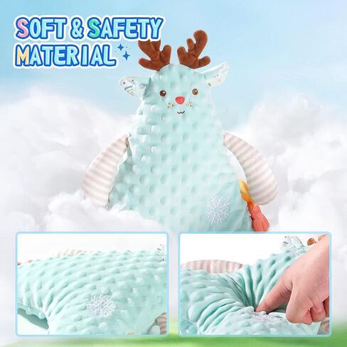 Baby Stuffed Animal Super Soft Plush Toys - Baby Blankets Sleep Security Toy, Sensory Cute Animal Soft Touch Safe Snuggle Comfort for Plush Toys,Boys Girls Teether Gift for Babies 0-12 Month (Blue) in Kuwait
