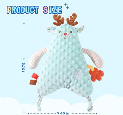 Baby Stuffed Animal Super Soft Plush Toys - Baby Blankets Sleep Security Toy, Sensory Cute Animal Soft Touch Safe Snuggle Comfort for Plush Toys,Boys Girls Teether Gift for Babies 0-12 Month (Blue) in Kuwait