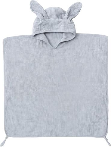 insular Baby Bath Hooded Towel for Toddler, Kids Beach/Pool Towel for Boys Girls,Ultra Soft and Hypoallergenic Muslin Bath Towel, Blue Rabbit in Kuwait