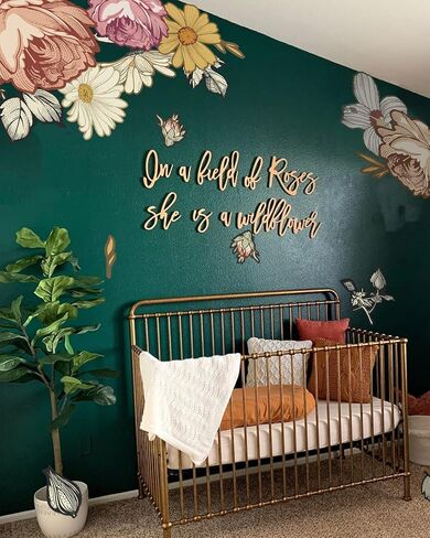 Peony Wall Decals for Nursery Wall Decor Soft White Flowers Wall Stickers Peel and Stick Kids Floral Decals for Girls Bedroom Living Room Nursery Wall Decor in Saudi Arabia