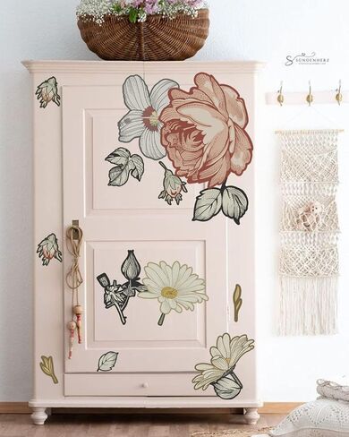 Peony Wall Decals for Nursery Wall Decor Soft White Flowers Wall Stickers Peel and Stick Kids Floral Decals for Girls Bedroom Living Room Nursery Wall Decor in Saudi Arabia