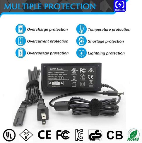 سلك طاقة 24 فولت مدرج في قائمة UL لطابعة الصور Canon Selphy CP1500 CP1300 CP1200 CP910 CP900 CP800 2234C001/2، الماسح الضوئي Fujitsu ScanSnap fi-7160 fi-7180 ​​fi-7260 fi-7280 S1500 S1500M in Saudi Arabia