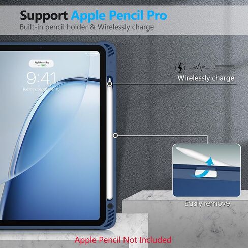 حافظة Fintie SlimShell لجهاز iPad Air 13 بوصة (M2) 2024 - [حامل قلم رصاص مدمج] غطاء خلفي واقٍ ناعم من مادة TPU مع تنبيه/غفو تلقائي، كتاب التركيب in Saudi Arabia