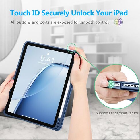 حافظة Fintie SlimShell لجهاز iPad Air 13 بوصة (M2) 2024 - [حامل قلم رصاص مدمج] غطاء خلفي واقٍ ناعم من مادة TPU مع تنبيه/غفو تلقائي، كتاب التركيب in Saudi Arabia