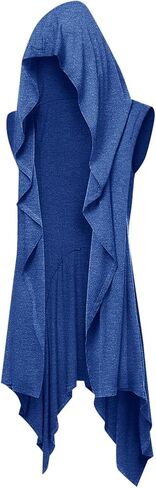 Runcati Mens Hooded Cardigan Sleeveless Ruffle Shawl Collar Open Front Knit Drape Robe in Saudi Arabia
