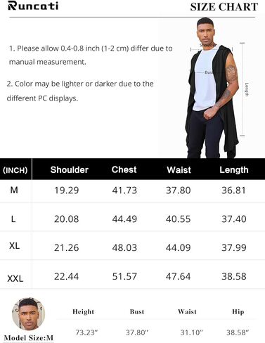 Runcati Mens Hooded Cardigan Sleeveless Ruffle Shawl Collar Open Front Knit Drape Robe in Saudi Arabia