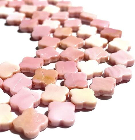ABCGEMS Bahamas Salmon-Pink Queen Conch Shell Beads (Prime Cut from The Inside-Core of Gigantic Shell) Natural Organic Seashell DIY Jewelry Making - Snowflake, Lucky Clover, Light Pink, 10mm in Saudi Arabia