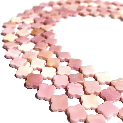 ABCGEMS Bahamas Salmon-Pink Queen Conch Shell Beads (Prime Cut from The Inside-Core of Gigantic Shell) Natural Organic Seashell DIY Jewelry Making - Snowflake, Lucky Clover, Light Pink, 10mm in Saudi Arabia
