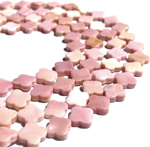 ABCGEMS Bahamas Salmon-Pink Queen Conch Shell Beads (Prime Cut from The Inside-Core of Gigantic Shell) Natural Organic Seashell DIY Jewelry Making - Snowflake, Lucky Clover, Light Pink, 10mm in Saudi Arabia