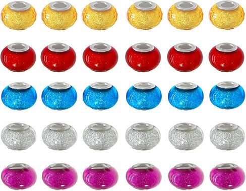 Pamir Tong 240pcs European Large Hole Beads for Bracelet 14MM Resin Spacer Murano Beads for Pen Crystal Glass Beads Rhinestone Clay Beads for DIY Crafts Jewelry Making (Type 1) in Saudi Arabia
