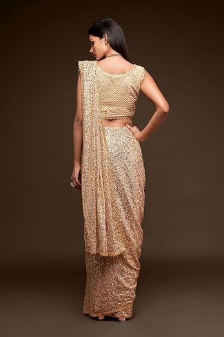 Indian Sequins Embroidered Georgette Party Wear Bridal Wedding Design Saree for women in Saudi Arabia