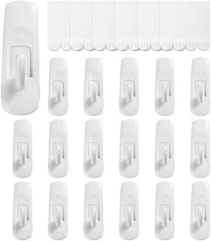 JELLYSUB 20 Hooks+40 Strips, Small Wire Toggle Hooks Value Pack, Organize Damage-Free Utility Hooks, Hanging Hooks Heavy Duty with Adhesive Strips, No Tools Wall Hooks for Hanging in Kuwait
