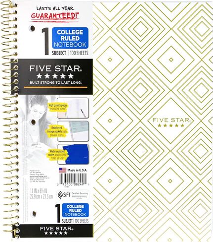 Five Star Wirebound Notebook, 1-Subject, 100 College-Ruled Sheets, 11 x 8.5 Inch Sheet Size, Teal (72051) in Saudi Arabia