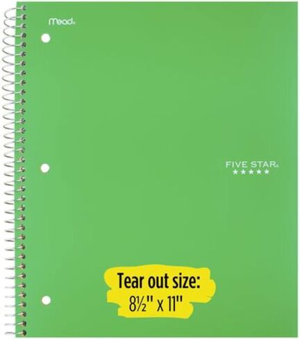 Five Star Wirebound Notebook, 1-Subject, 100 College-Ruled Sheets, 11 x 8.5 Inch Sheet Size, Teal (72051) in Saudi Arabia