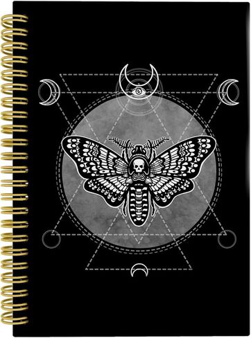 Knibeo Moth Gothic Notebook Journal, Moon Journal, Witch Journal, Witchy Notebook, Witchy Gifts for Women, Moth Dead Head Spiral Journal Notebook 5.5x8.3 in Saudi Arabia