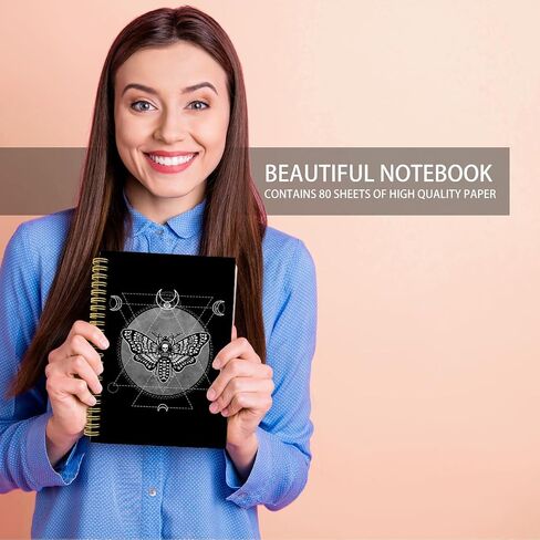 Knibeo Moth Gothic Notebook Journal, Moon Journal, Witch Journal, Witchy Notebook, Witchy Gifts for Women, Moth Dead Head Spiral Journal Notebook 5.5x8.3 in Saudi Arabia