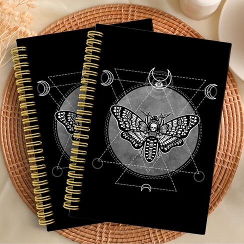 Knibeo Moth Gothic Notebook Journal, Moon Journal, Witch Journal, Witchy Notebook, Witchy Gifts for Women, Moth Dead Head Spiral Journal Notebook 5.5x8.3 in Saudi Arabia