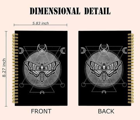 Knibeo Moth Gothic Notebook Journal, Moon Journal, Witch Journal, Witchy Notebook, Witchy Gifts for Women, Moth Dead Head Spiral Journal Notebook 5.5x8.3 in Saudi Arabia