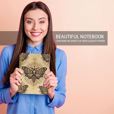Knibeo Moth Gothic Notebook Journal, Moon Journal, Witch Journal, Witchy Notebook, Witchy Gifts for Women, Moth Dead Head Spiral Journal Notebook 5.5x8.3 in Saudi Arabia