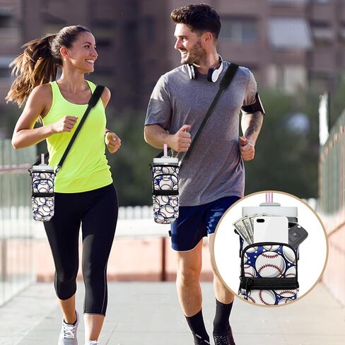 Water Bottle Carrier Bag with Detachable Phone Pocket for Stanley 40oz Tumbler with Handle, Adjustable Shoulder Strap Water Bottle Holder 4pcs Straw Covers, for Hiking Travelling Camping in Saudi Arabia
