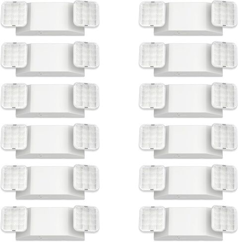 4 مصابيح طوارئ LED مع بطارية احتياطية، إضاءة مربعة للطوارئ LED قابلة للتعديل برأسين، ضوء طوارئ تجاري، 120-277 فولت تيار متردد، تركيبات إضاءة خروج طوارئ سلكية للأعمال in Kuwait