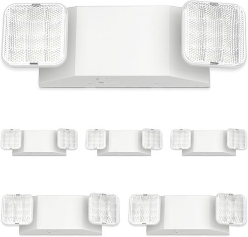 4 مصابيح طوارئ LED مع بطارية احتياطية، إضاءة مربعة للطوارئ LED قابلة للتعديل برأسين، ضوء طوارئ تجاري، 120-277 فولت تيار متردد، تركيبات إضاءة خروج طوارئ سلكية للأعمال in Kuwait