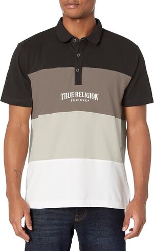 True Religion Men's Short Sleeve 4 Panel Polo Shirt in Saudi Arabia