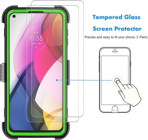 حافظة Njjex لهاتف Moto G Stylus 2021، حافظة لهاتف Motorola G Stylus 2021 مع واقي شاشة من الزجاج المقسى [عبوة من قطعتين]، [Nbeck] غطاء متين مقاوم للصدمات وحزام دوار شديد التحمل [أخضر] in Saudi Arabia