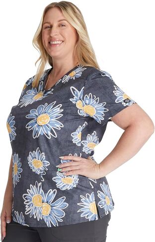 Dickies EDS Women Scrubs Top V-Neck Print DK616 in Kuwait