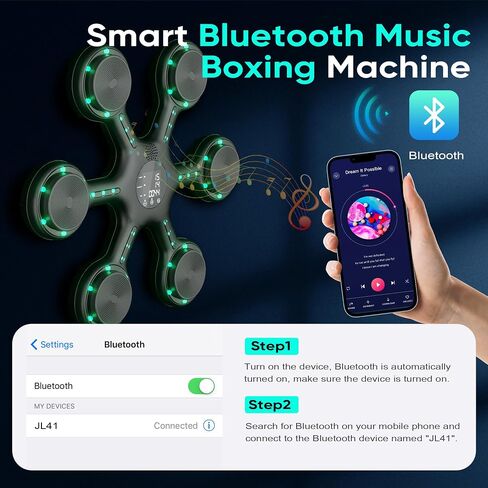 آلة ملاكمة موسيقية مع قفازات ملاكمة، آلة ملاكمة موسيقية ذكية تعمل بتقنية البلوتوث، معدات تمرين مثبتة على الحائط للأطفال البالغين، معدات ملاكمة واحدة للتدريب في المنزل والداخل وصالة الألعاب الرياضية in Saudi Arabia