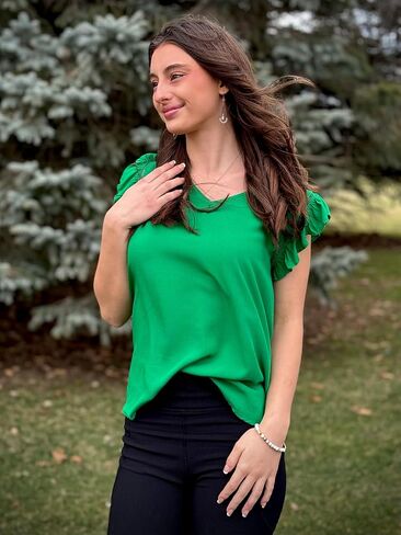 Angashion Women Casual Dressy Tops - 2024 Summer Cap Sleeve Shirts Trendy V Neck Work Tunic Blouses in Saudi Arabia