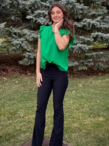 Angashion Women Casual Dressy Tops - 2024 Summer Cap Sleeve Shirts Trendy V Neck Work Tunic Blouses in Saudi Arabia