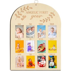 luck sea 1st Birthday Gifts First Year Photo Frame Decorations for Boys Girls Baby Monthly Milestone Wooden Board
